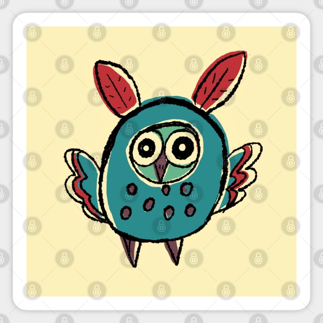 Short and Blue Simple Owl Illustration Sticker by narwhalwall